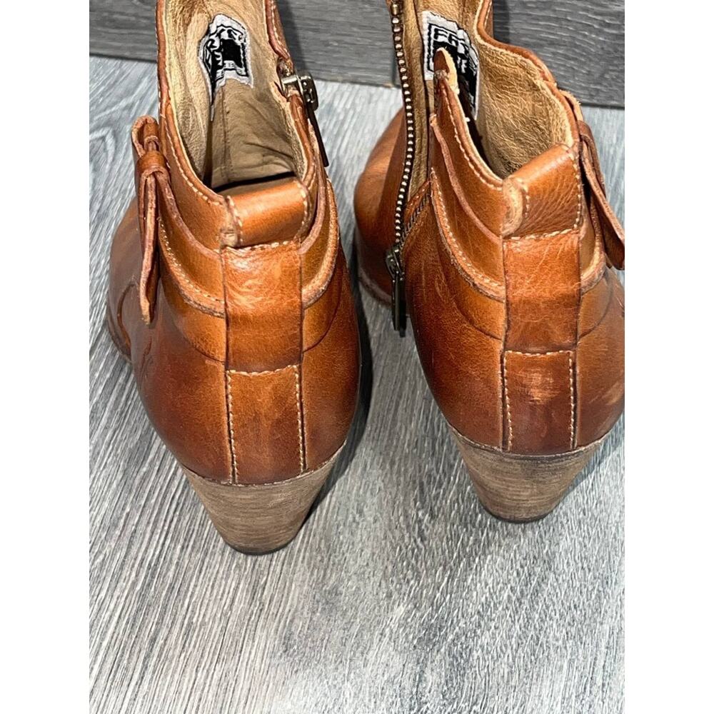 Frye Women's Carmel Full Grain Leather Zip Short Boots Y2K cognac Size 7 S000142 - Picture 8 of 11